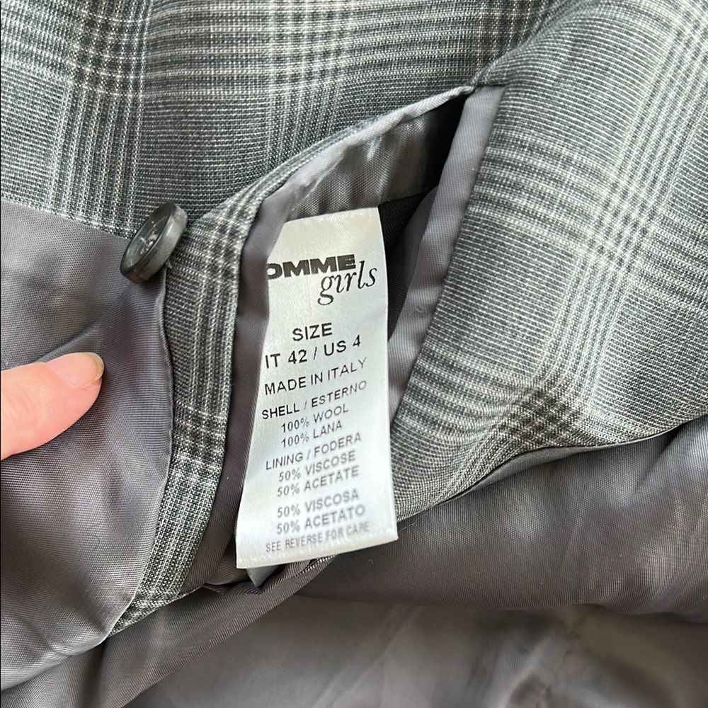 Checked Double-Breasted Gray Blazer - image 7